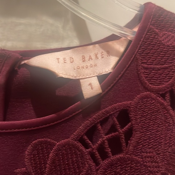 Ted Baker Emmona Embroidered Skater Dress Maroon - Picture 7 of 10